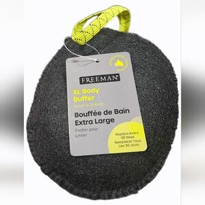 NWT FREEMAN BLACK XL EXFOLIATING SMOOTHING BODY SCRUBBER w/HANGING LOOP!